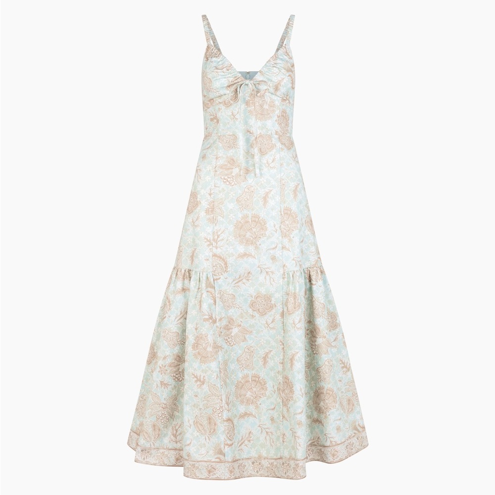 Hill House Cream and Blue Floral Maxi Dress